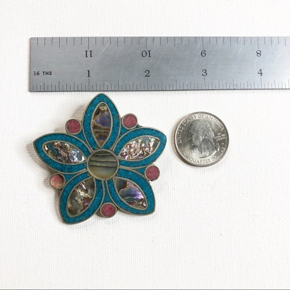 Alpaca Large Colorful Statement Inlay Pendant - Picture 5 of 7